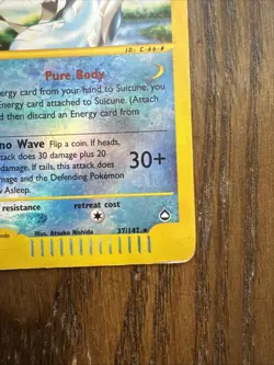 Pokemon 2002 Suicune TCG Reverse Holo Rare Card Aquapolis 37/147 Heavily Played - Image 5