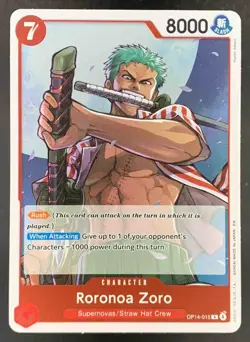 Roronoa Zoro Foil One Piece The Azure Sea's Seven OP14-015 Rare - Image 1