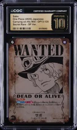 2025 ONE PIECE JPN CARRYING ON HIS WILL #OP13-120 SABO CGC 10 PRISTINE - Image 1
