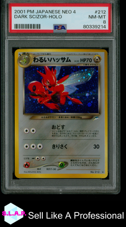 DARK SCIZOR-HOLO POKEMON JAPANESE NEO 4 2001 212 PSA 8 - Image 1