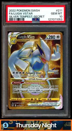 2022 POKEMON SWSH SILVER TEMPEST #211/195 LUGIA VSTAR FULL ART SECRET PSA 10 - Image 1