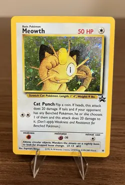 Pokemon TCG Meowth 10/53 WOTC Black Star Promo Holo MP/LP - Image 1