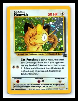 💥 Meowth 10/53 Pokemon TCG Wotc Game Boy Stamped Black Star Promo Vintage Holo - Image 1