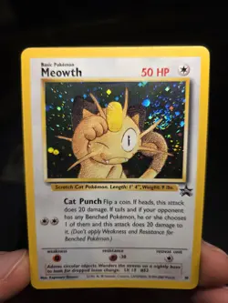 MINT SWIRL 🌀 Meowth 10/53 WOTC Promo Holo Pokemon TCG Black Star UK NM-M - Image 1