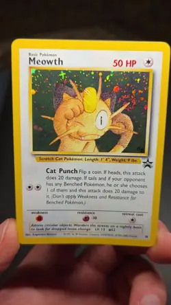 MINT SWIRL 🌀 Meowth 10/53 WOTC Promo Holo Pokemon TCG Black Star UK NM-M - Image 2