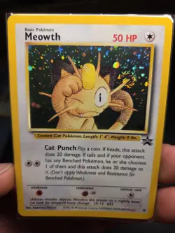 MINT SWIRL 🌀 Meowth 10/53 WOTC Promo Holo Pokemon TCG Black Star UK NM-M - Image 4