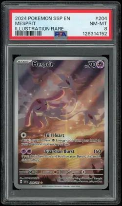 Pokemon TCG Mesprit Holo Illustration Rare Surging Sparks 204/191 PSA 8 NM-MT - Image 1