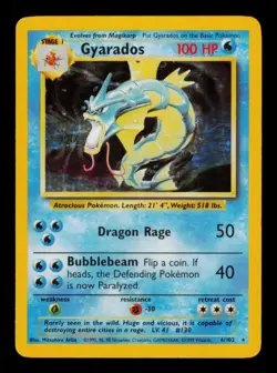 Pokemon Card Gyarados 6/102 Base Set Holo Vintage WOTC Rare MP 1999 #1 - Image 1