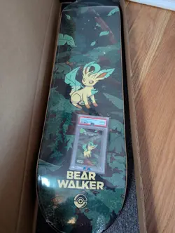 2025 Pokemon Center X Bear Walker Leafeon Skateboard Deck 581/720 W/ PSA 10 Card - Image 1