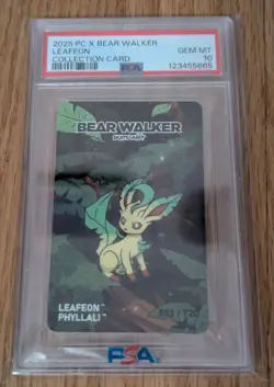 2025 Pokemon Center X Bear Walker Leafeon Skateboard Deck 581/720 W/ PSA 10 Card - Image 5