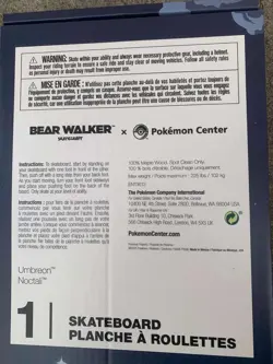 Umbreon Pokemon Center x Bear Walker Skateboard Deck 2025 Limited /1600 Card 🔥 - Image 4