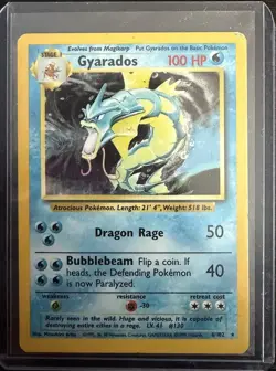 Pokemon Gyarados TCG 6/102 Base Set Holo Card 1999-2000 Rare WOTC - Image 1