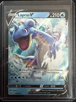 Pokemon Sword and Shield Lapras v Full Art Holo Rare Card 049/202 - Image 1