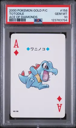 2000 POKEMON GOLD VERSION PLAYING CARDS ACE OF DIAMONDS #158 TOTODILE PSA 10 - Image 1