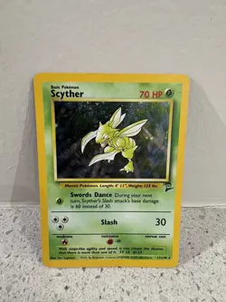 Pokemon TCG Scyther Base Set 2 Holo Unlimited Rare 17/130 Vintage Card MP - Image 1