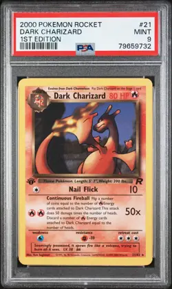 🔥 PSA 9 MINT 1ST EDITION DARK CHARIZARD NON HOLO RARE | TEAM ROCKET 21/82 🔥 - Image 2