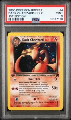 2000 POKEMON ROCKET 1ST ED #4 DARK CHARIZARD-HOLO PSA 9 - Image 1