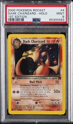 2000 POKEMON ROCKET 1ST ED #4 DARK CHARIZARD-HOLO PSA 9 - Image 1