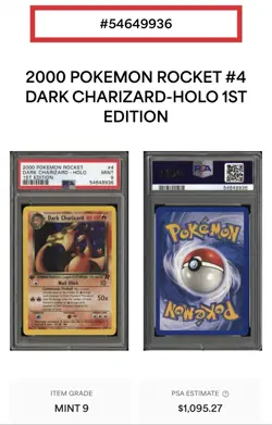 2000 Pokemon Rocket Dark Charizard Holo First Edition - PSA 9 NM - Image 3