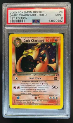 2000 Pokemon Team Rocket First Edition Dark Charizard Holo #4/82 PSA 9 - Image 1