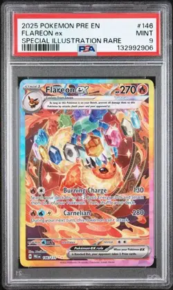 Flareon EX 146 Special Illustration Rare Pokemon Prismatic Evolutions PSA 9 MINT - Image 1
