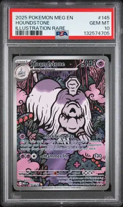 2025 POKEMON MEG EN-MEGA EVOLUTION ILLUSTRATION RARE #145 HOUNDSTONE PSA 10 - Image 1