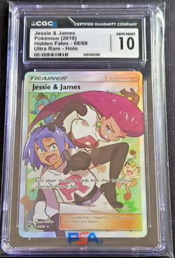 2019 POKEMON HIDDEN FATES ULTRA RARE HOLO #68 JESSIE & JAMES CGC 10 - Image 1
