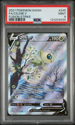 2021 POKEMON SWORD & SHIELD FUSION STRIKE #245 FULL ART/CELEBI V PSA 9 - Image 1