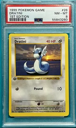 Dratini Base Set 1st Edition 1999 Pokemon Near Mint/Mint 8 - Image 1