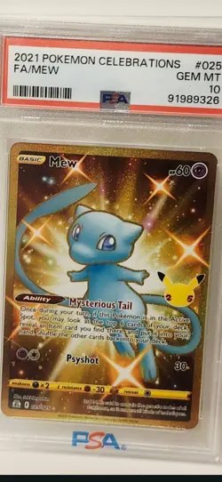 Pokemon 2021 Celebrations #025 FA/MEW Gold Gem Mint PSA 10 - Image 1