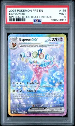2025 POKEMON PRE EN-PRISMATIC EVOLUTIONS #155 ESPEON EX PSA 9 - Image 1