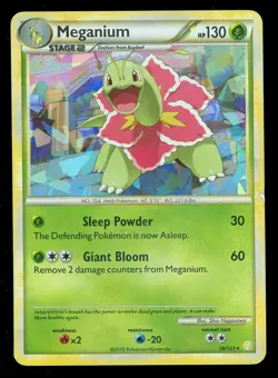Pokemon MEGANIUM 26/123 HeartGold SoulSilver RARE CRACKED ICE HOLO - HEAVY PLAY - Image 1