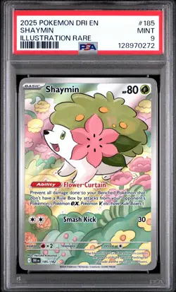 2025 POKEMON DRI EN-DESTINED RIVALS ILLUSTRATION RARE #185 SHAYMIN PSA 9 - Image 1