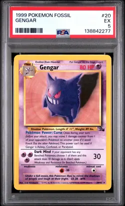 1999 POKEMON FOSSIL #20 GENGAR PSA 5 - Image 1