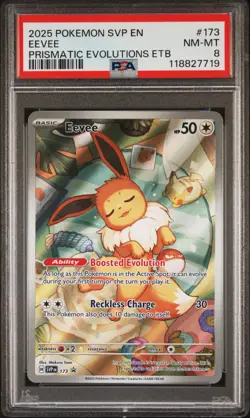 2025 POKEMON SVP PRISMATIC EVOLUTIONS ETB PROMO #173 EEVEE PSA 8 - Image 1