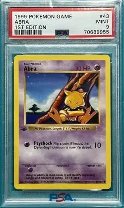 Abra Base Set 1st Edition 1999 Pokemon Mint 9 - Image 1