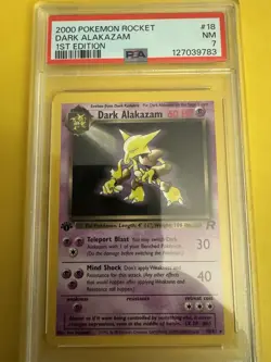 Pokemon Dark Alakazam Team Rocket 1st Edition Rare PSA 7 18/82 2000 - Image 1