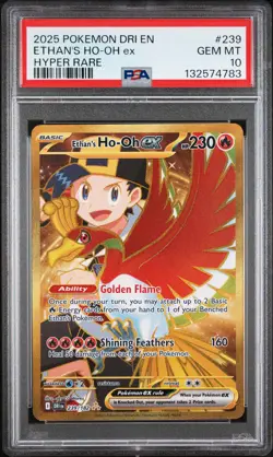 2025 POKEMON DRI EN-DESTINED RIVALS HYPER RARE #239 ETHAN'S HO-OH EX PSA 10 - Image 1