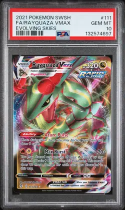 2021 POKEMON SWORD & SHIELD EVOLVING SKIES #111 FULL ART/RAYQUAZA VMAX PSA 10 - Image 1