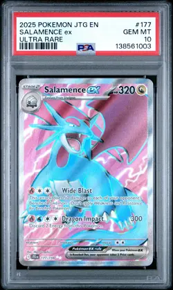 2025 POKEMON JTG EN-JOURNEY TOGETHER ULTRA RARE #177 SALAMENCE EX PSA 10 - Image 1