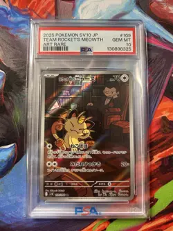 2025 POKEMON JPN SV10-GLORY OF TEAM ROCKET ART RARE TEAM ROCKET'S MEOWTH PSA 10 - Image 1