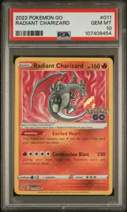 2022 POKEMON GO #011 RADIANT CHARIZARD PSA 10 - Image 1