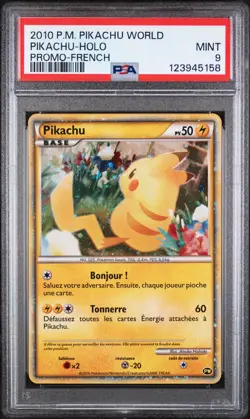 2010 POKEMON WORLD COLL FRENCH-DO NOT USE PIKACHU-HOLO PSA 9 - Image 1