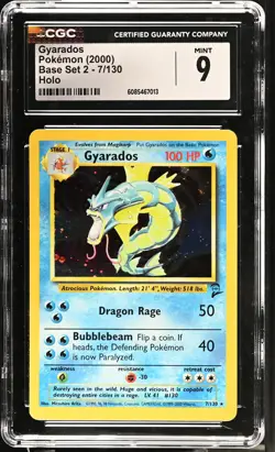 CGC 9 MINT Gyarados 2000 Base Set 2 7/130 Holo Pokemon Card - Image 1