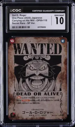 2025 ONE PIECE JPN CARRYING ON HIS WILL #OP09-118 GOL D. ROGER CGC 10 GEM MINT - Image 1
