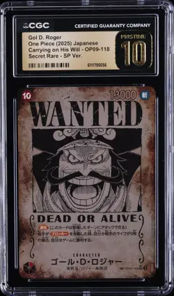 2025 ONE PIECE JPN CARRYING ON HIS WILL #OP09-118 GOL D. ROGER CGC 10 PRISTINE - Image 1