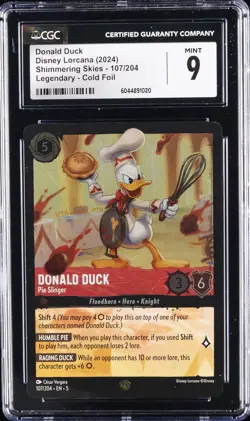 2024 DISNEY LORCANA SHIMMERING SKIES LEGENDARY COLD FOIL #107 DONALD DUCK CGC 9 - Image 1