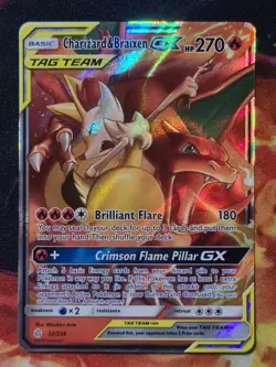 NM Charizard & Braixen Tag Team GX Cosmic Eclipse 22/236 Holo Ultra Pokemon TCG - Image 1