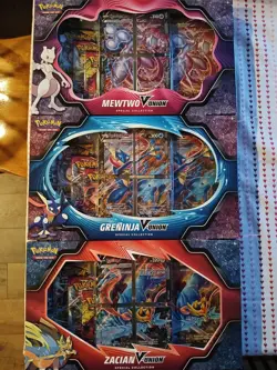 Pokemon TCG V-Union Special Collection Set of 3 Mewtwo Greninja Zacian (Sealed) - Image 1