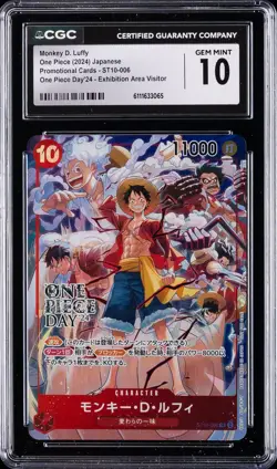 2024 ONE PIECE JPN PROMO CARDS #ST10-006 MONKEY D. LUFFY CGC 10 GEM MINT - Image 1